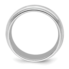 SS Rhodium-plated 7mm Comfort Fit Double Milgrain Size 13.5 Band