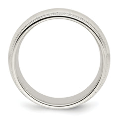 Sterling Silver 8mm Comfort Fit Double Milgrain Size 13.5 Band