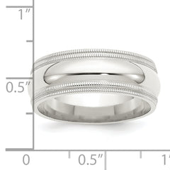 Sterling Silver 8mm Comfort Fit Double Milgrain Size 13.5 Band
