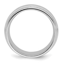 SS Rhodium-plated 8mm Comfort Fit Double Milgrain Size 13.5 Band
