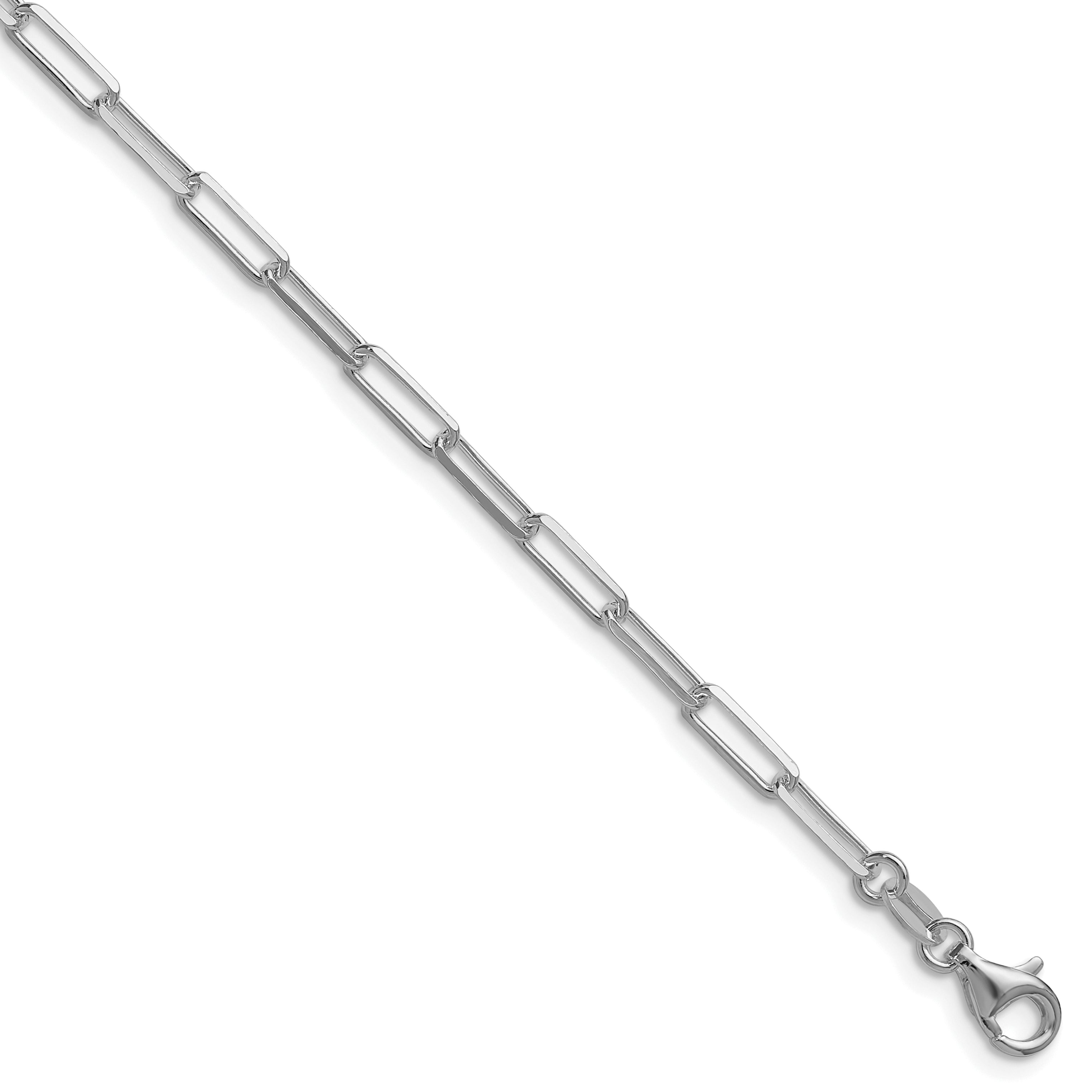Sterling Silver Rhodium-plated 3.1mm D/C Paperclip Chain