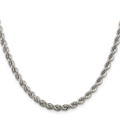 Sterling Silver Rhodium-plated 4.3mm Solid Rope Chain