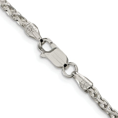 Sterling Silver Rhodium-plated 2.75mm Diamond-cut Spiga Chain