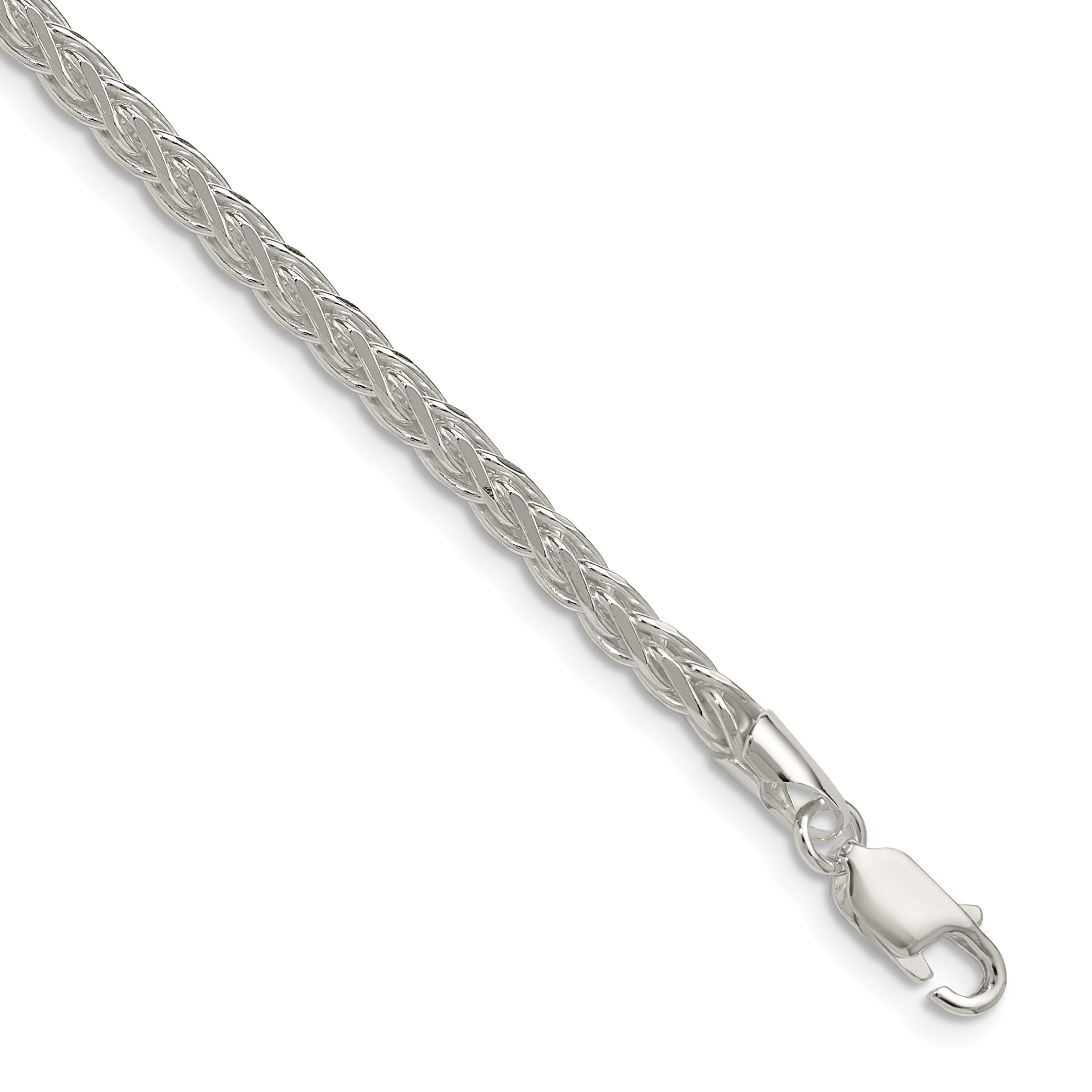 Sterling Silver 3.5mm Diamond-cut Square Spiga Chain