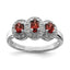 Three-Stone Garnet & Diamond Ring in Sterling Silver (0.08 ct. tw.) - Sophia Jewelers