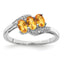 Sterling Silver Rhodium 3 Stone Citrine & Diamond Ring - Sophia Jewelers