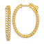 Sterling Shimmer Sterling Silver Gold-tone Flash Gold-plated 1.7mm CZ 54 Stone Oval In and Out Hinged Hoop Earrings