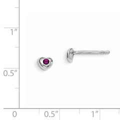 Sterling Silver Madi K Rhodium-plated Polished February Purple Preciosa Crystal Heart Children's Post Earrings