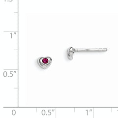 Sterling Silver Madi K Rhodium-plated Polished July Red Preciosa Crystal Heart Children's Post Earrings