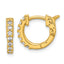 Sterling Shimmer Sterling Silver Gold-tone Flash Gold-plated 1.7mm CZ 14 Stone Hinged Hoop Earrings