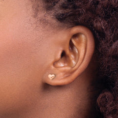 Sterling Silver Rose-tone Puffed Heart Post Earrings