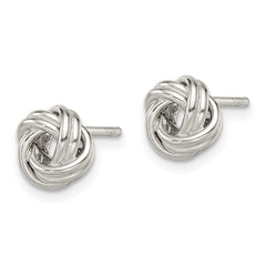 Sterling Silver 925 Rhodium-Plated Love Knot Earrings, 9mm