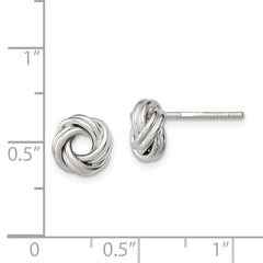Sterling Silver 925 Rhodium-Plated Love Knot Earrings, 9mm