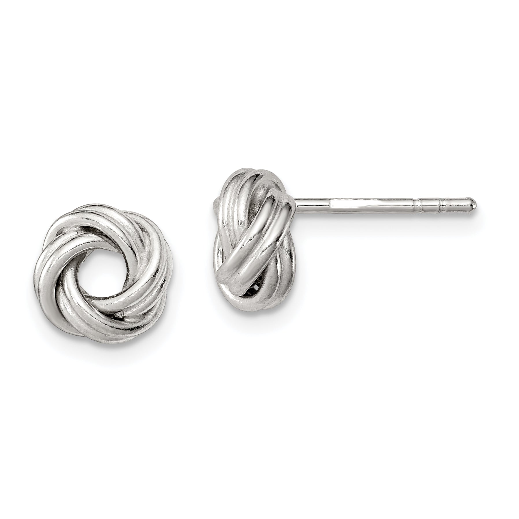 Sterling Silver Rhodium-plated Polished Love Knot Post Earrings