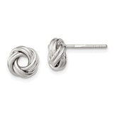 Sterling Silver Rhodium-plated Polished Love Knot Post Earrings
