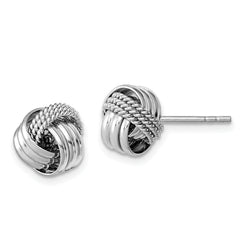 Sterling Silver Rhodium-plated Polished Twisted Knot Post Earrings