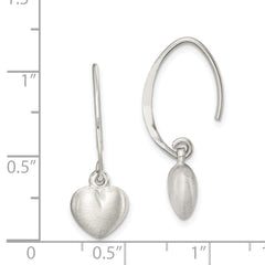 Sterling Silver Rhodium-plated Satin Heart Dangle Earrings