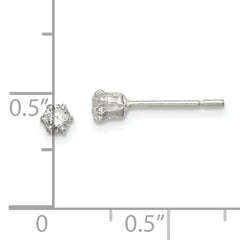 Sterling Silver Polished 3mm Round CZ Stud Earrings
