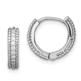 Sterling Silver Rhodium-plated Polished CZ Hinged Hoop Earrings