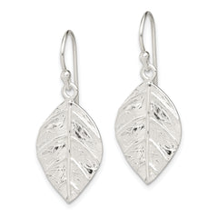 Sterling Silver Leaf Textured Dangle Earrings