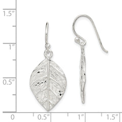 Sterling Silver Leaf Textured Dangle Earrings