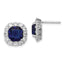 Blue Glass and Cubic Zirconia Stud Earrings in Sterling Silver, 13mm - Sophia Jewelers