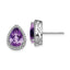 Sterling Silver Rhodium Polished Amethyst & CZ Post Earrings