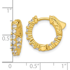 Sterling Shimmer Sterling Silver Gold-tone Flash Gold-plated 2.3mm CZ 20 Stone In and Out Hinged Hoop Earrings
