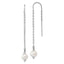 White Semi-Round Freshwater Pearl Threader Earrings in Sterling Silver - Sophia Jewelers