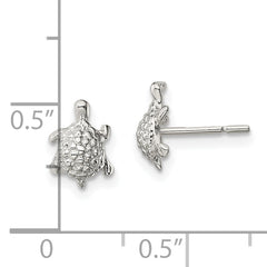 Sterling Silver Polished and Textured Turtle Post Earrings
