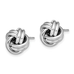 Sterling Silver Rhodium Plated Polished Love Knot Post Earrings