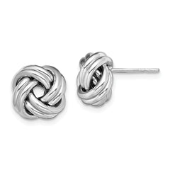 Sterling Silver Rhodium Plated Polished Love Knot Post Earrings