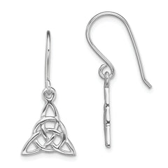 Sterling Silver Rhodium-plated Polished Trinity Knot Dangle Earrings