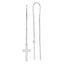 Sterling Silver Rhodium-plated Polished Latin Cross Threader Earrings