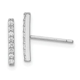 Sterling Silver Rhodium-plated Polished CZ Bar Post Earrings