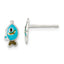 Sterling Silver Polished Enameled Fish Post Earrings