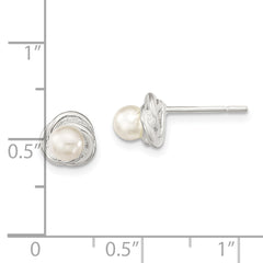 Sterling Silver Polished Synthetic Pearl Post Earrings