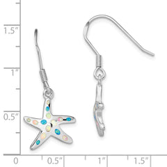 Sterling Silver Rhodium-plated Pink/Blue Created Opal Starfish Earrings