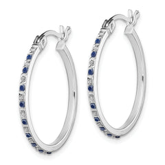Diamond Fascination Diamond Mystique Sterling Silver 18K Gold-plated Diamond and Sapphire Hoop Earrings