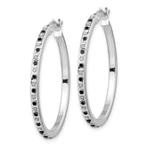 Diamond Fascination Diamond Mystique Sterling Silver Platinum-plated Diamond Black and White Diamond Hoop Earring