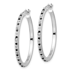 Diamond Fascination Diamond Mystique Sterling Silver Platinum-plated Diamond Black and White Diamond Hoop Earring