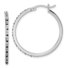 Diamond Fascination Diamond Mystique Sterling Silver Platinum-plated Diamond Black and White Diamond Hoop Earring