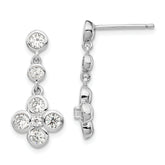 Sterling Silver Rhodium-plated Polished CZ Post Dangle Earrings