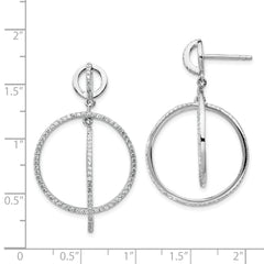 Sterling Silver Rhodium-plated CZ Circles Dangle Post Earrings