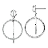 Sterling Silver Rhodium-plated CZ Circles Dangle Post Earrings