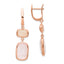 Sterling Silver Rose-tone Created Pink Cats Eye Dangle Earrings