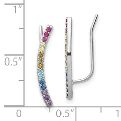 Prizma Sterling Silver Rhodium-plated Colorful CZ Ear Climbers