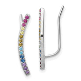 Prizma Sterling Silver Rhodium-plated Colorful CZ Ear Climbers