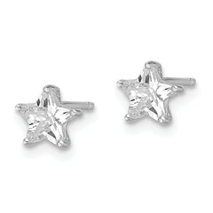 Sterling Silver Rhodium-plated 6mm CZ Star Stud Earrings