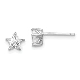 Sterling Silver Rhodium-plated 6mm CZ Star Stud Earrings